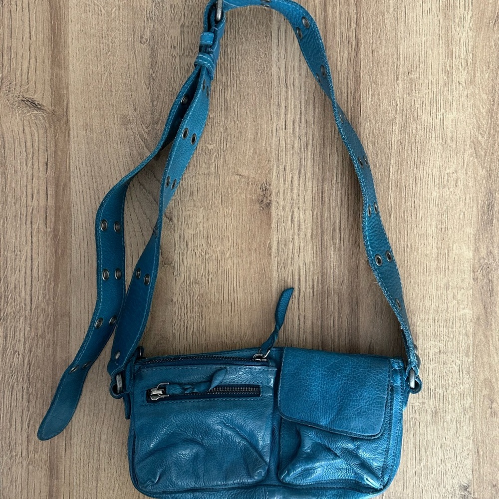 Free People Teal Leather Shoulder Bag